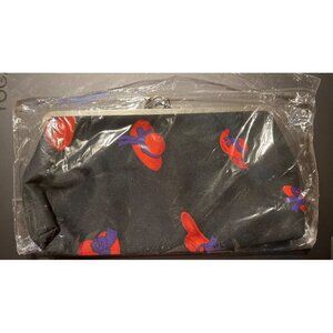 New In Package Oker Vintage Black Clutch Purse With Red & Purple Hat Pattern